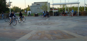 people riding bikes